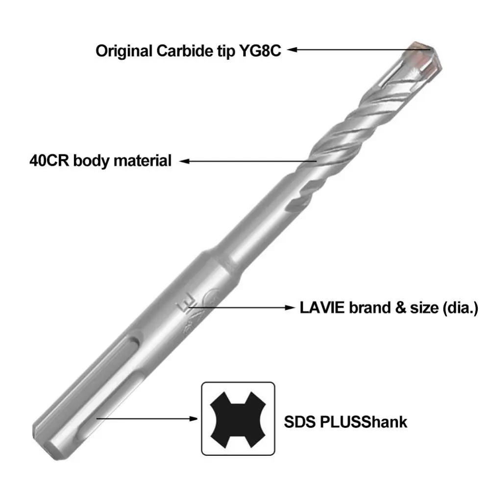 1Pcs 5/6/7/8/10/12mm Concrete SDS Plus Drill Bit Cross Tips 110mm 160mm Impact Drills 4 Cutters Round Shank Hand Power Tool