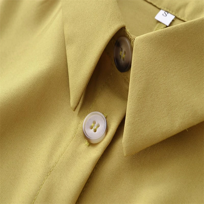 Women 2024 Summer New Fashion Short Sleeves Mini Dress Vintage Button-up Female Dresses Vestidos Mujer