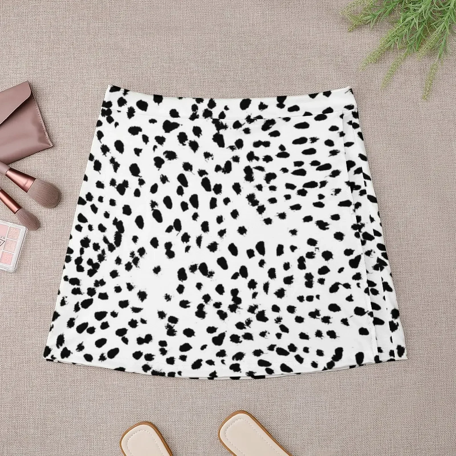 Nadia - Black and White, Animal Print, Dalmatian Spot, Spots, Dots, BW Mini Skirt summer skirts Female dress