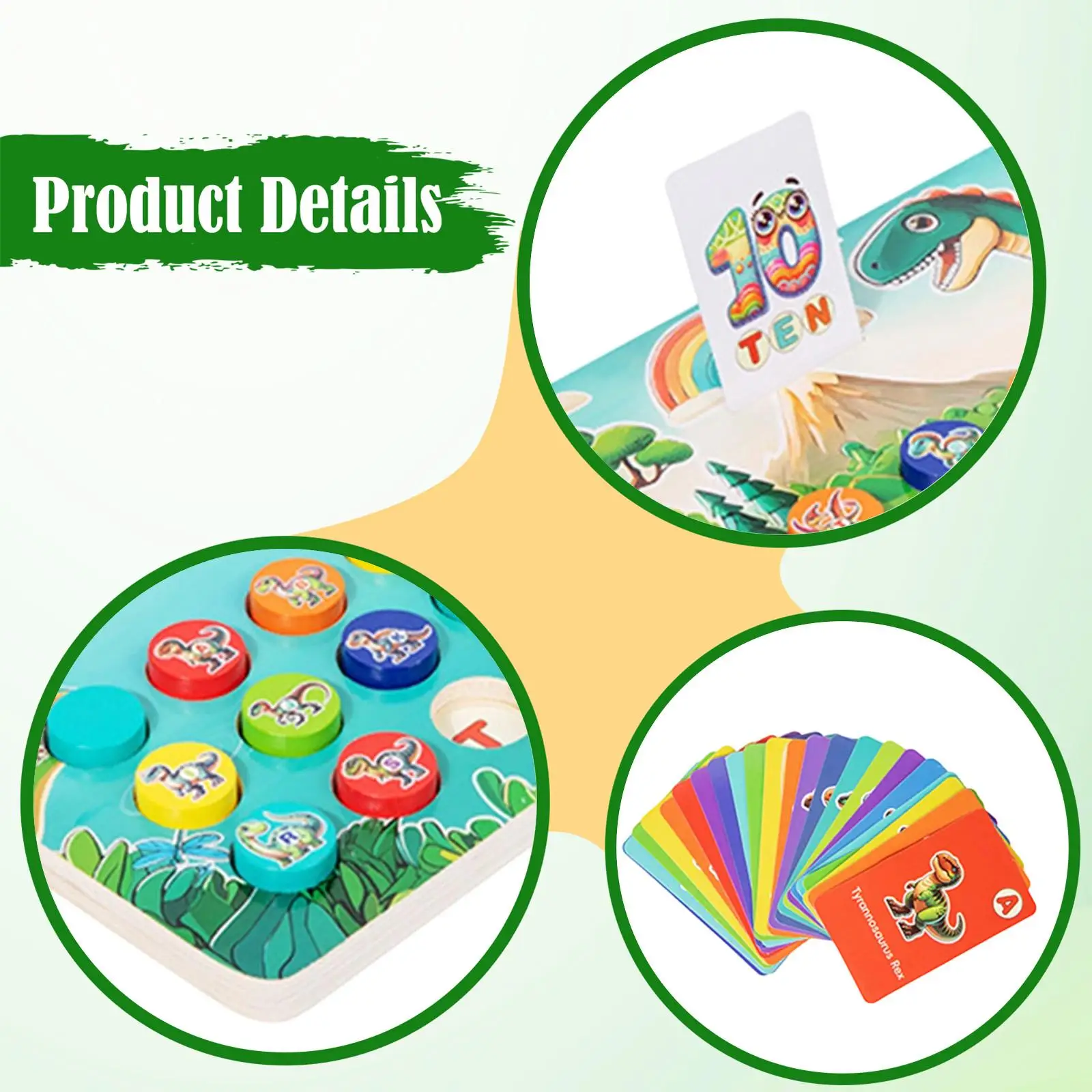 Jeu de correspondance de dinosaures en bois, motricité fine avec cartes d'orthographe, puzzles éducatifs, apprentissage précoce pour enfants, fête d'anniversaire