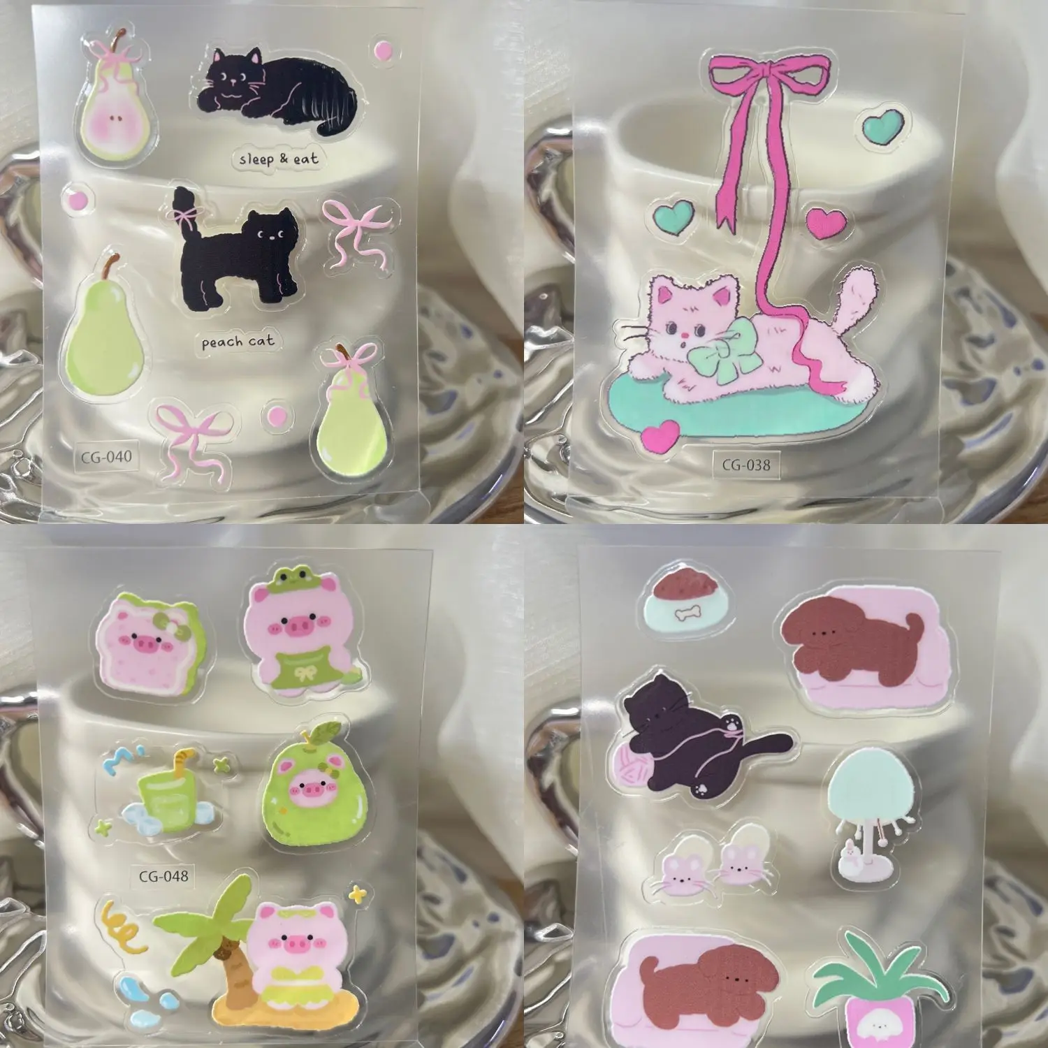 Cute Cartoon 3D Transparent Stickers High Aesthetic Waterproof Decor Accessories for Camera Luggage Phone Case DIY Craft