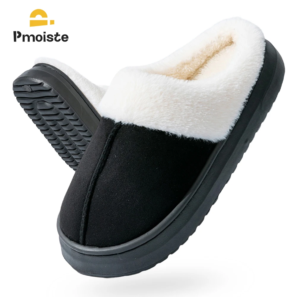 

Pmoiste Women Fluffy Suede House Slippers Comfortable Warm Soft TPR Platform Memory Foam Designer BedRoom Shoes Winter Indoor