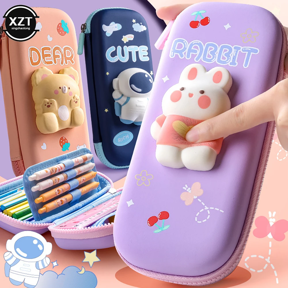 

3D Decompression Pen Case Cartoon Pencil Case Cute Pencil Box School Stationery Box Student Pen Bag Kids School Supplies Gift