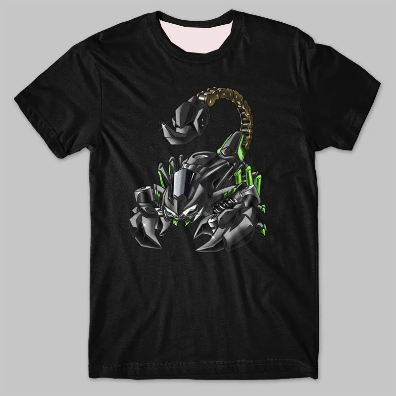 كاواساكي الكلاسيكية دراجة نارية العقرب تحويل مستوحاة تي شيرت جديد س الرقبة الصيف قصيرة الأكمام عادية قميص رجالي