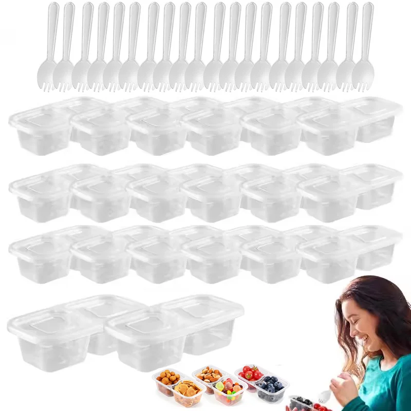 

Double Compartment Snack Containers Sauce Cups Snack Container With Lids Compact Travel Food Storage Box For Friends Adults