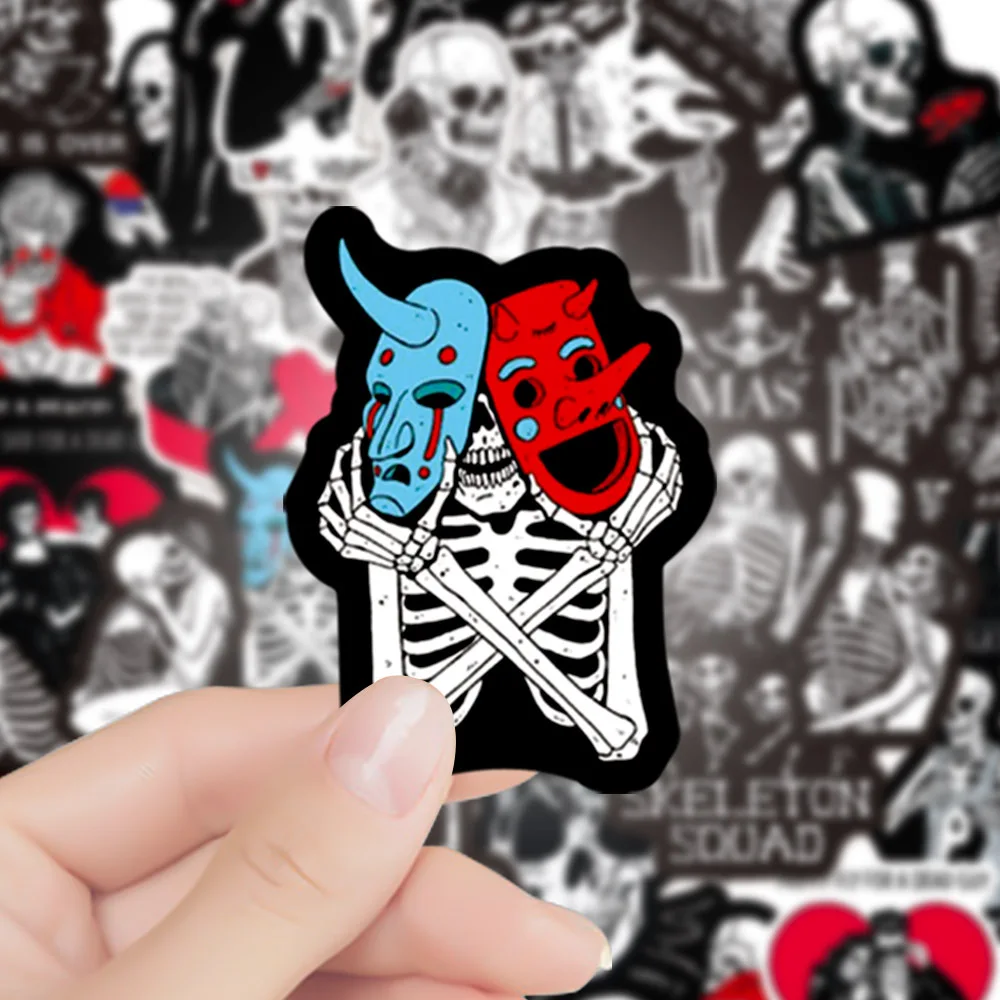 Paquete de pegatinas de calavera de dibujos animados, calcomanía de grafiti impermeable para ordenador portátil, decoración de guitarra y monopatín,