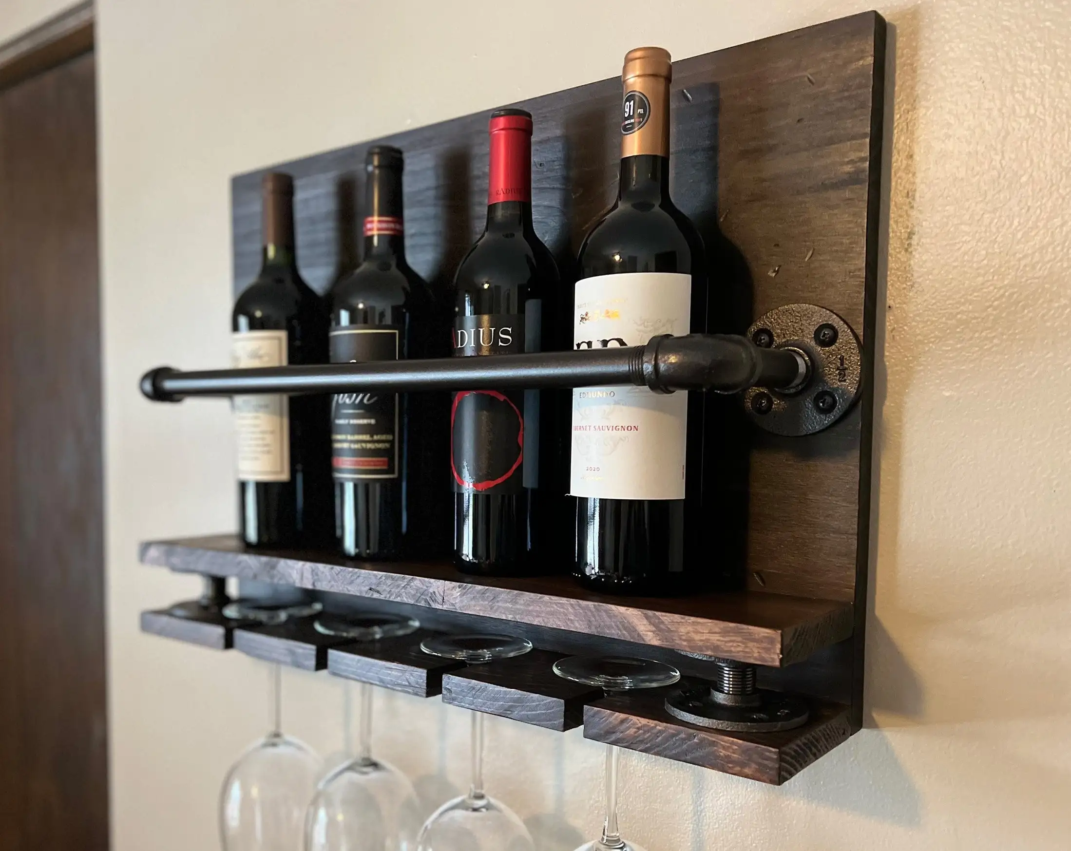 Countertop Combination Rack Wine Retro Stand Dining Table Wooden Wine Bottle Bathtub Shape Galvanized Ice Bucket