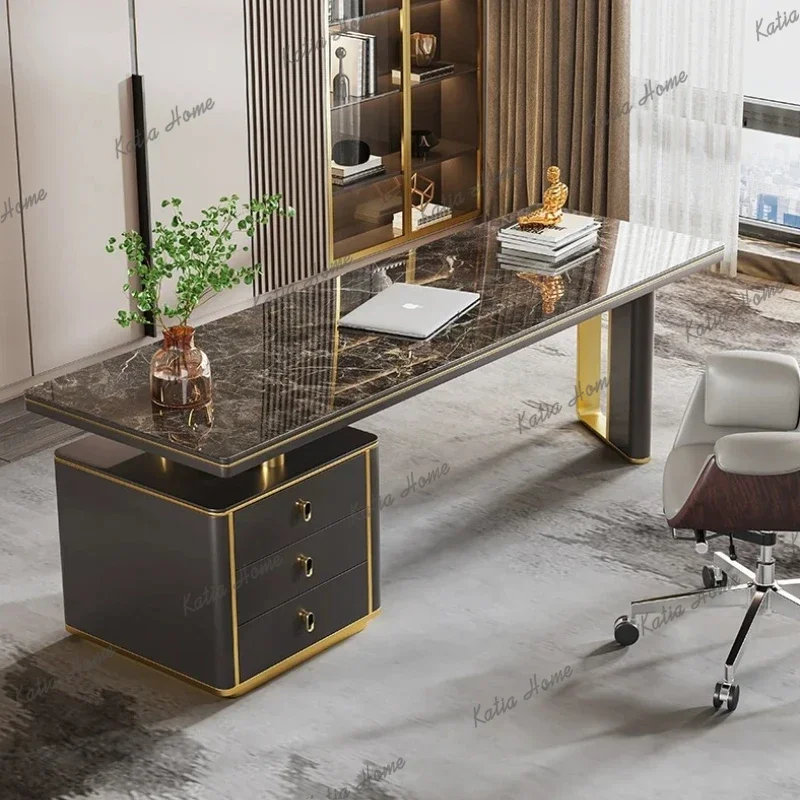 Factory Direct Shelf Modern Desktop Executive Desk Luxury Designer Manager Chair Office Desks Storage Drawers Mesa Para Computad