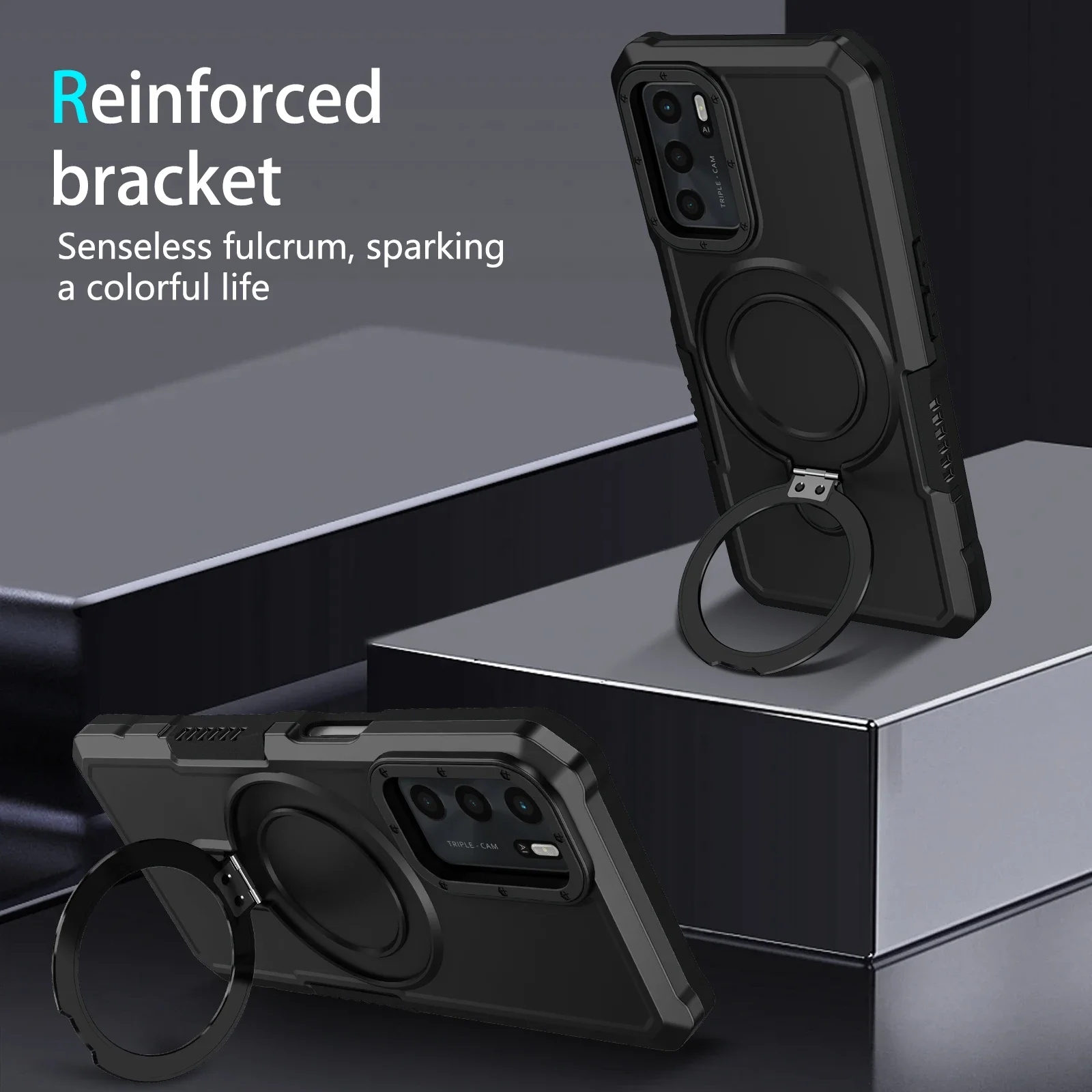 Shockproof Adjustable Rotated Ring Stand Case For OPPO Reno 11 Reno 10 Pro Reno 7 4G 5G Armor Protection And Anti Drop Case