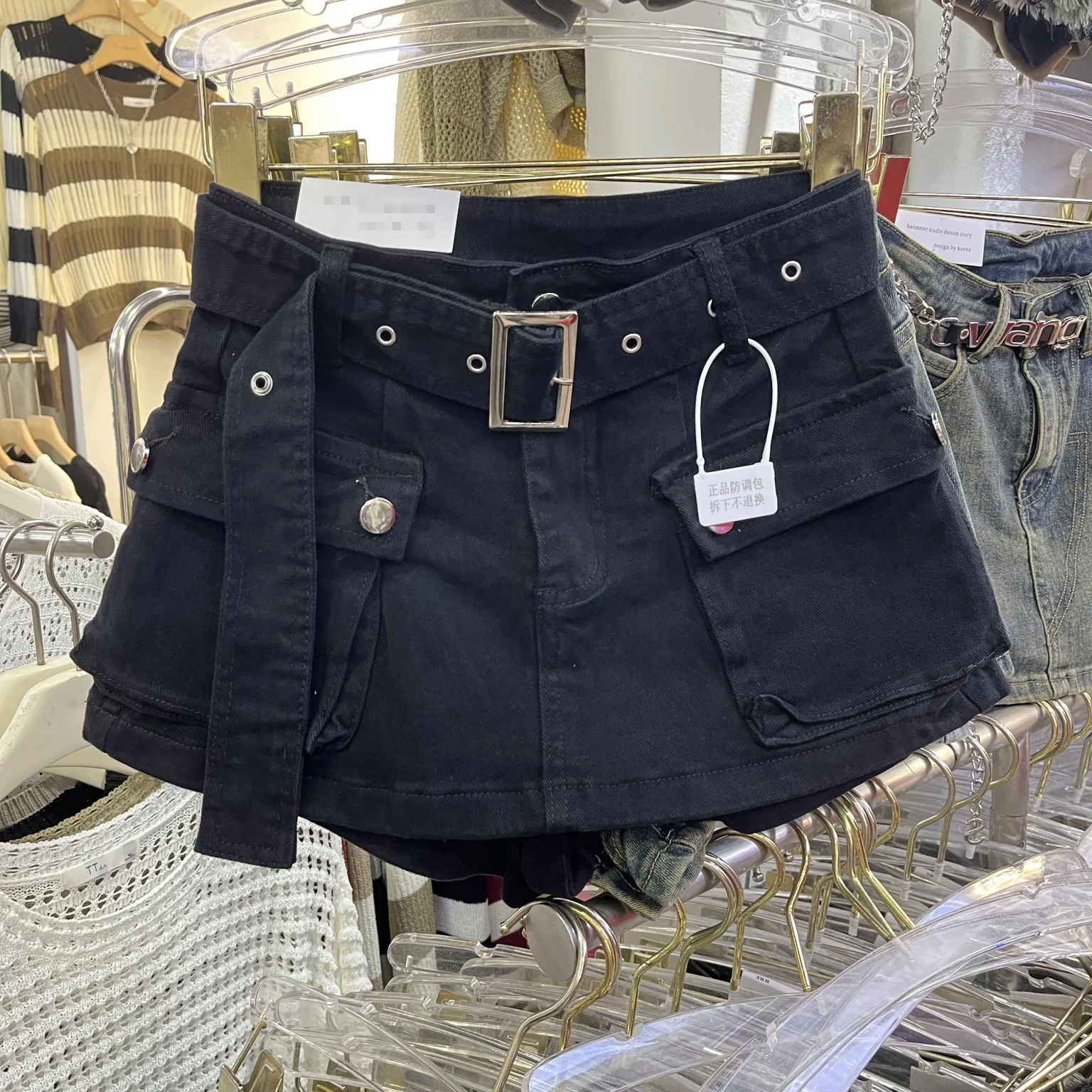 Pantaloncini di jeans da donna a vita alta 2024 nuova primavera estate Vintage Stretch stretto Spice ragazze tasche avvolgere glutei Lady Shorts gonne