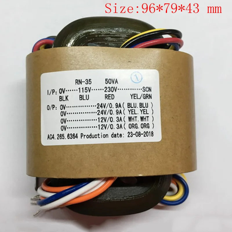 1Pc 50W 50VA R-type Primary Input 0-115-230V-SCN or 0-220V-SCN Secondary Output 25V 18V-9V 24V-12V R-core Transformer Audiophile