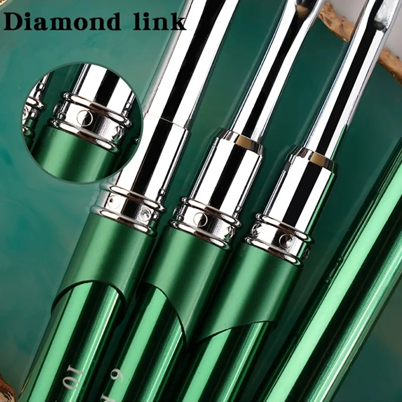 

Green Nail Art Brush Kolinsky Nylon Hair Brushes Gel UV Polish Manicure Tools Carving Drawing Painting Nail Powder Pens