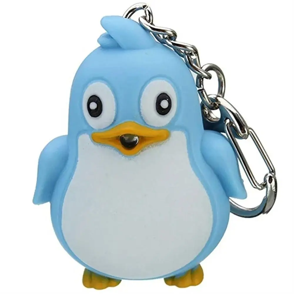 Keychain Motorcycle Fun Animal Penguin Keyring LED Torch With Sound Sound Light Keychain Cute Keyholder LED Keychain