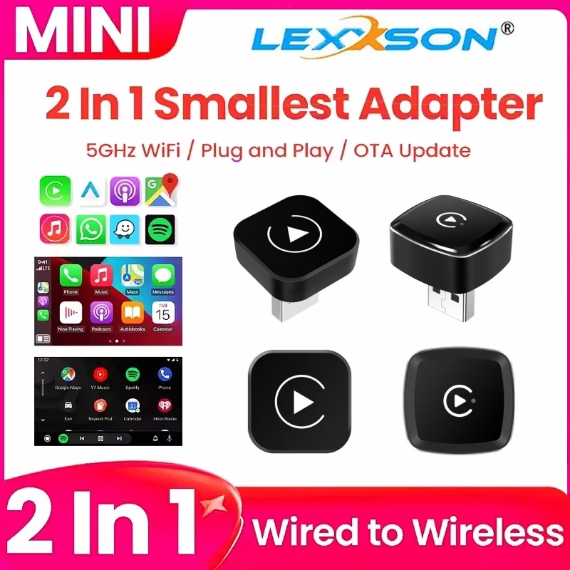 LEXXSON New Wireless Android Auto Adapter Smart Mini Box Plug And Play Universal For VW Toyota Nissan Honda Ford Benz 2025
