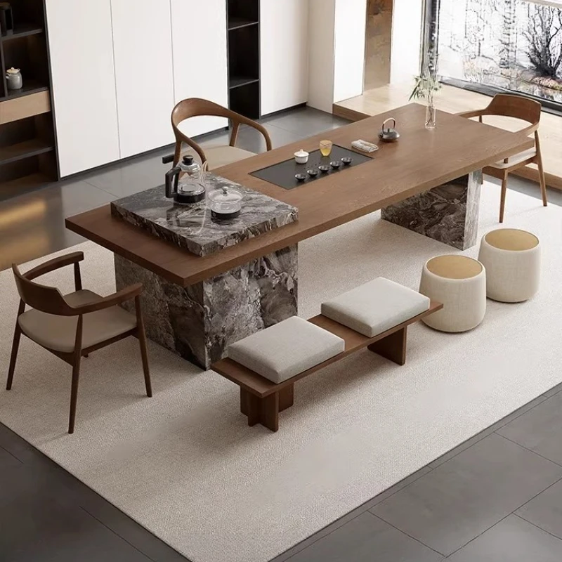 Mesa de chá e cadeira moderna, simples e sofisticada combinação ilha de madeira maciça sala de estar escritório doméstico