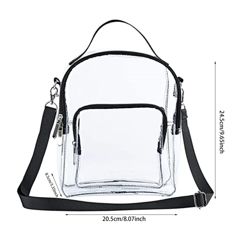 Transparent PVC Ladies Handbags Stadium Approved Women Clear Bag See Through Fashion Waterproof Casual Simple for Festival Games