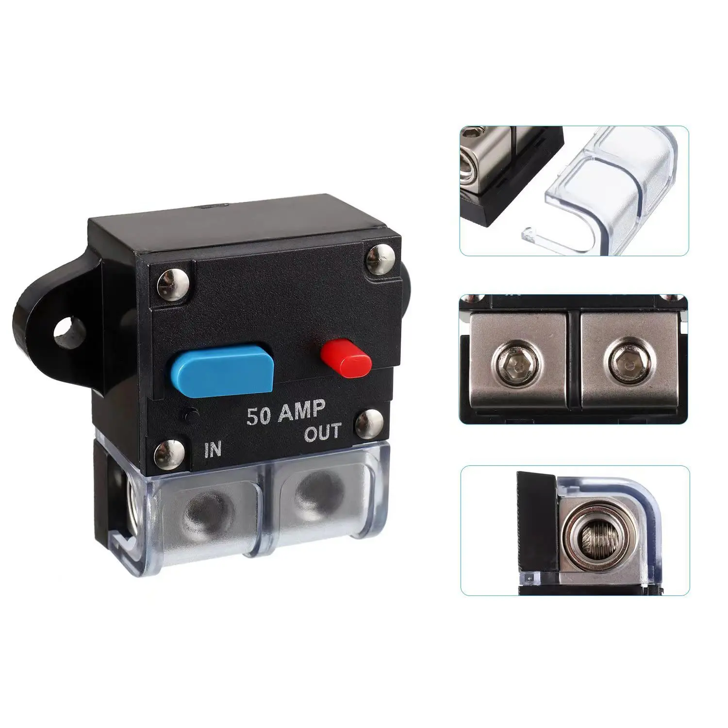 50A 60A 80A 100A 150A 200A 250A 300A Resettable Circuit Breaker 12V-48V Self Recovery Manual Reset Button for Car Audio