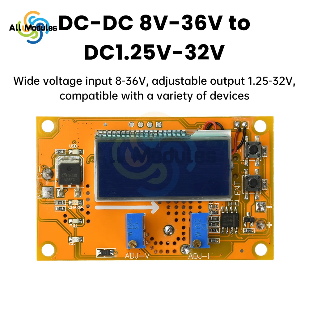 Регулируемый понижающий преобразователь высокой мощности 4,2 А, 8 В-36 В до 1,25 В-32 В, понижающий модуль, ЖК-дисплей для управления постоянным напряжением/током