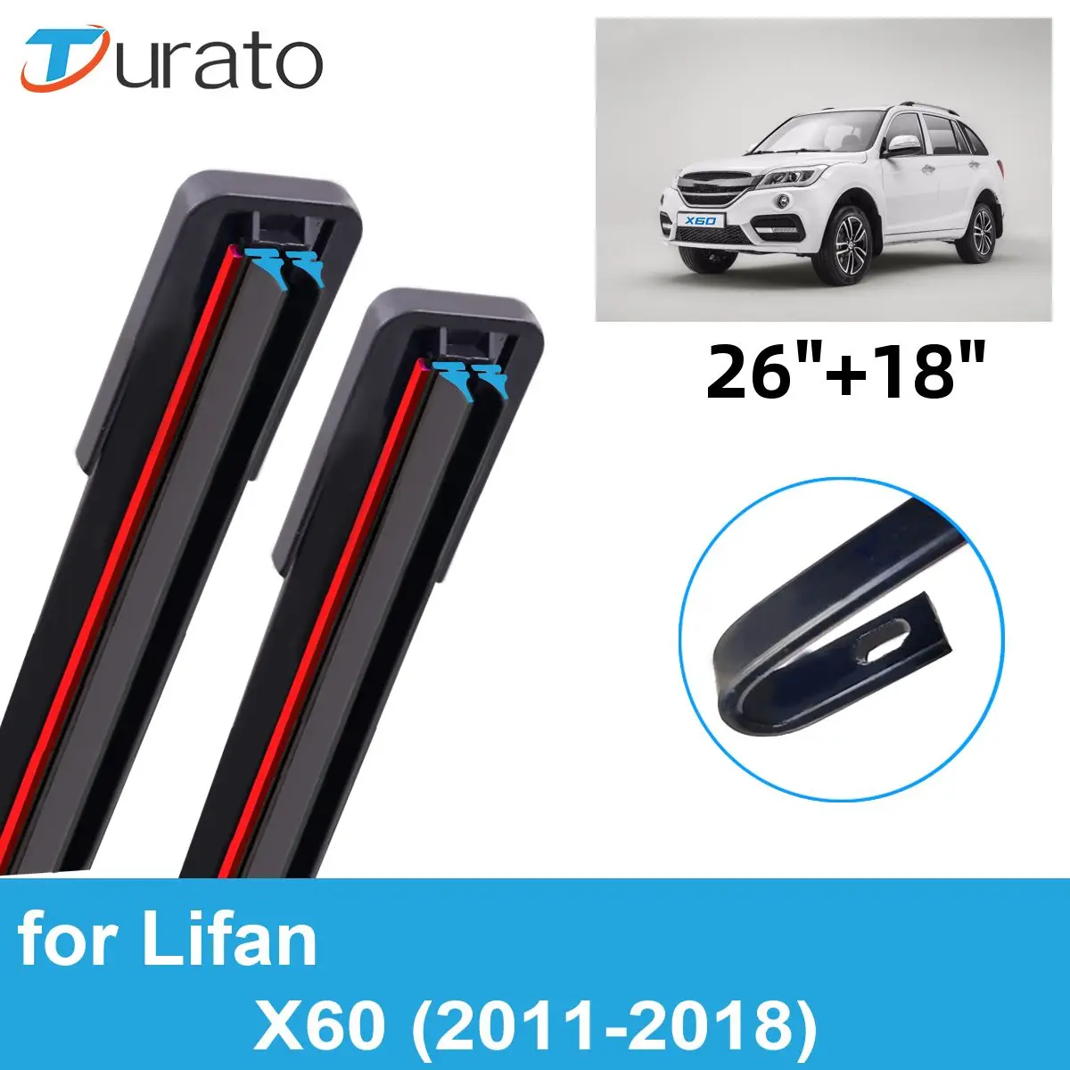 

Щетки стеклоочистителя автомобильные 2 шт. для 2011-2018 Lifan X60, лобовое стекло переднего ветрового стекла, двойные резиновые автомобильные аксессуары 2014, 2015, 2016, 2017, 2018