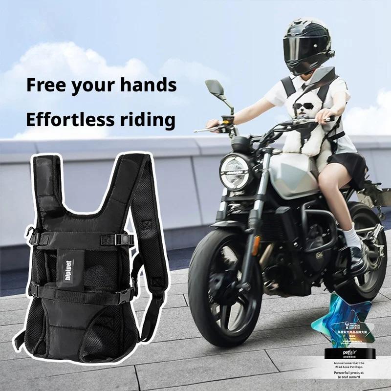 Motorrad-Haustier-Rucksack, atmungsaktive Katzen- und Hundetasche, Outdoor-Reise- und Fahrrad-Haustier-Tasche für kleine und mittelgroße Hunde, Motorrad-Rucksack