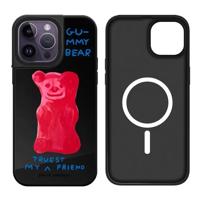 Gummy Bear iPhone 11 12 13 14 15 16 Pro Max Mirror Surface MagSafe Case Cover Shell