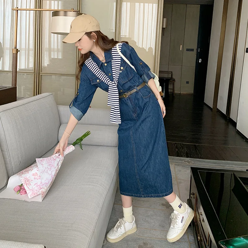 

Hong Style Retro Shawl Dress Women Spring New Niche Unique Waist-Cinching Slimming Mid-Length Dress