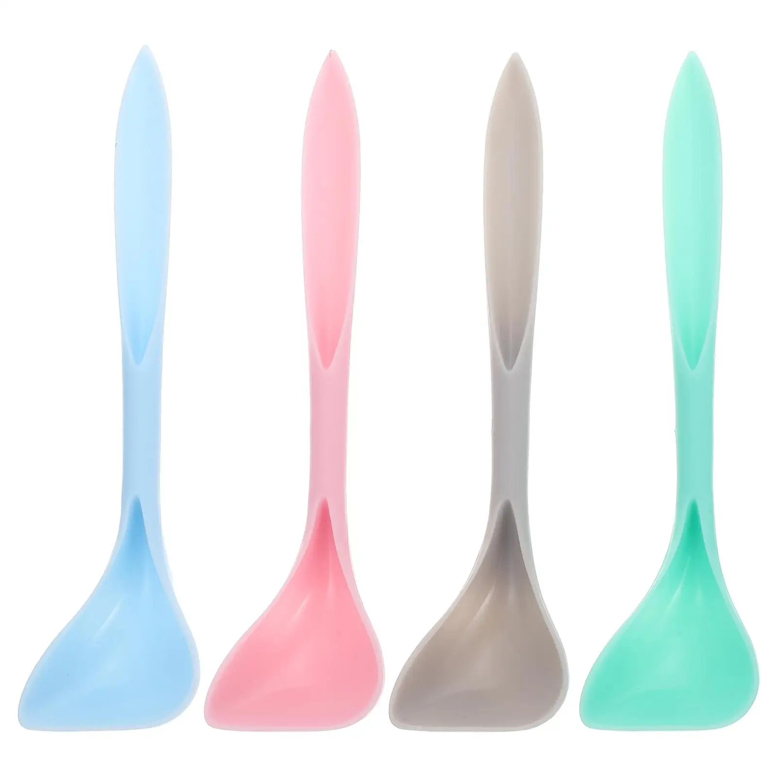 

4 Pcs Pet Feeding Spoon for Cat Dog Wet Food Long Handle Mixing Scoop Plastic Durable Easy to Use Blue Green Pink Gray