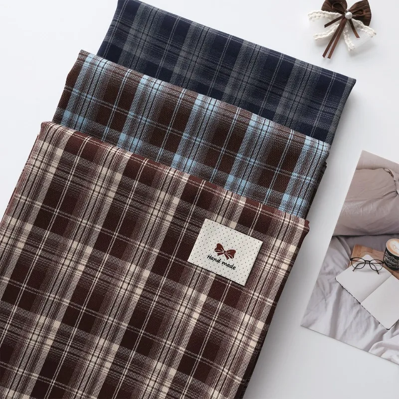 Yarn-dyed Plaid Fabric Micro Elastic Per Meter for Clothes Shirt Skirt Pants Tablecloth Scrunchie Sewing Cloth Soft Lightweight