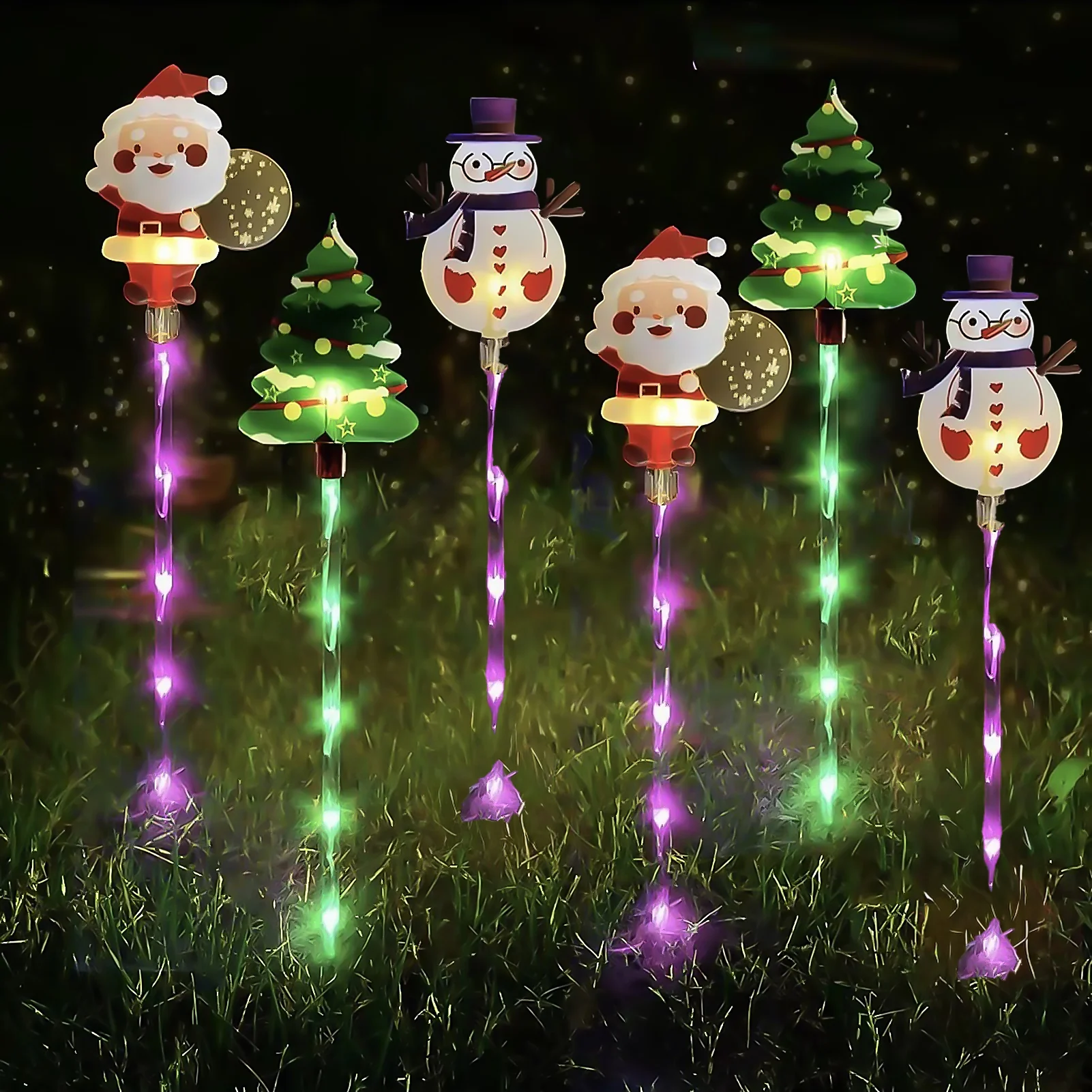 

6pcs Christmas Decor Light Cartoon Santa Claus Reindeer Snowman Garden Floor Light New Year Festival Holiday Courtyard Decors