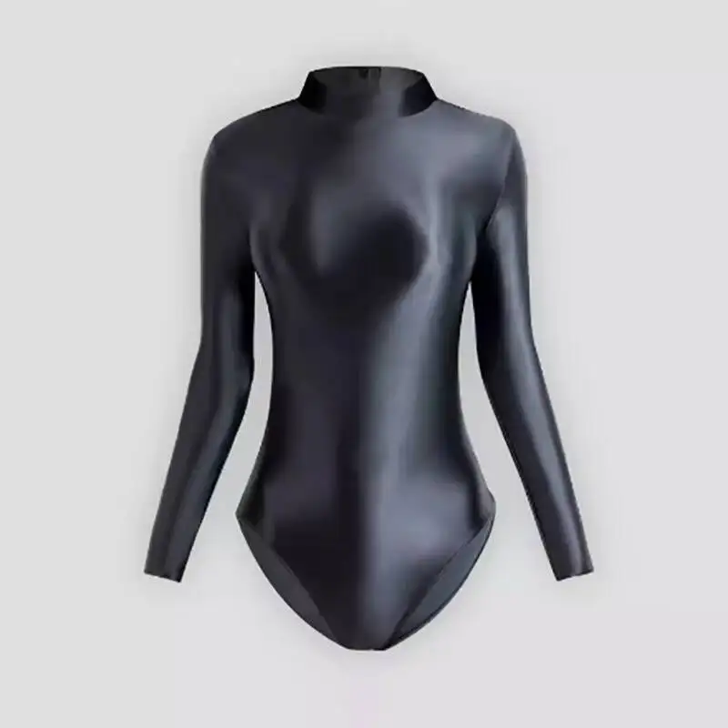Body sportivo da palestra a maniche lunghe con cerniera, aderente, taglie forti, tuta sportiva da donna
