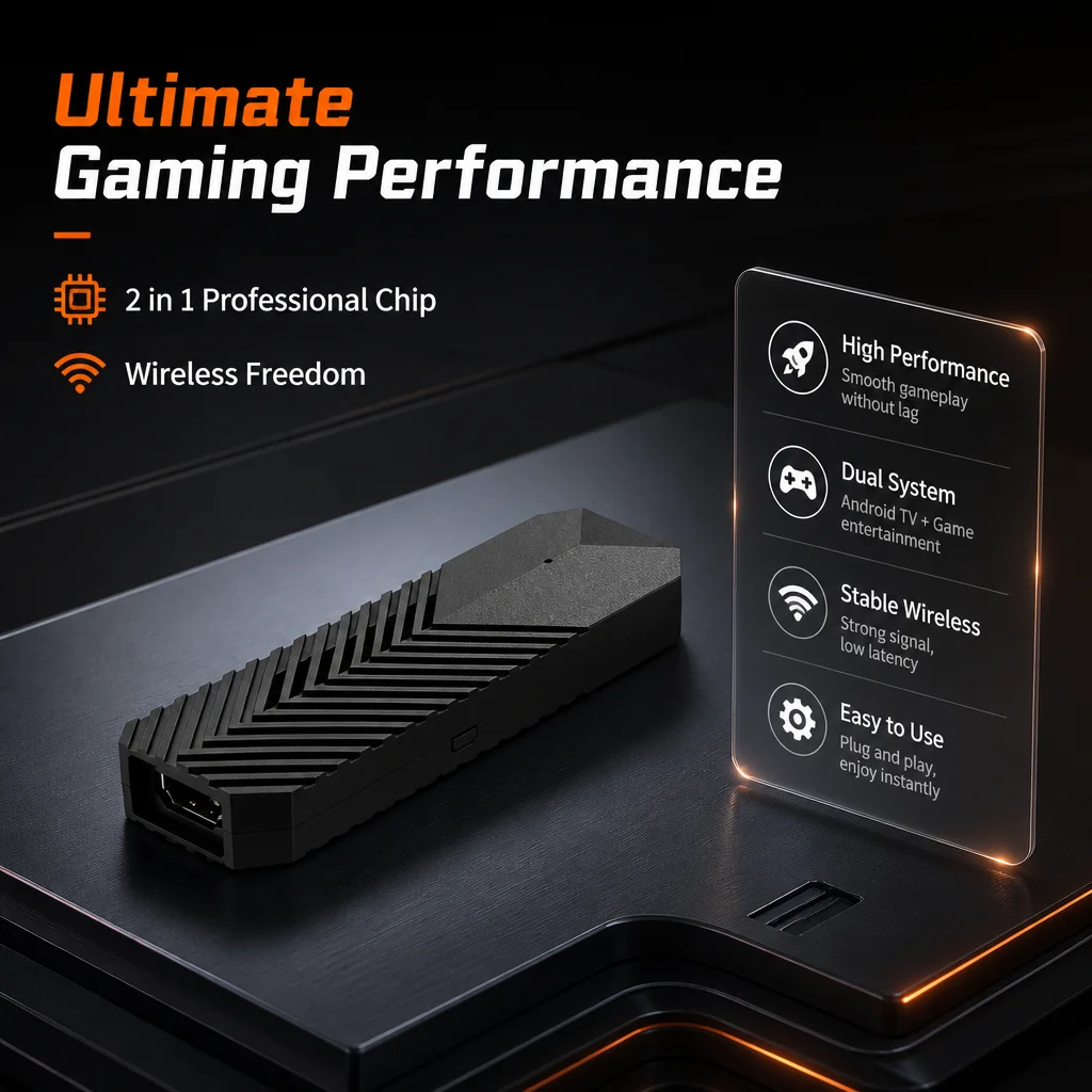 LINGLAN T3MAX 4K UHD Mini Android Game Stick H313 Quad Core HDMI 2.4G/5G Dual WiFi 1GB 8GB Preloaded 64 Built-in Classic Games
