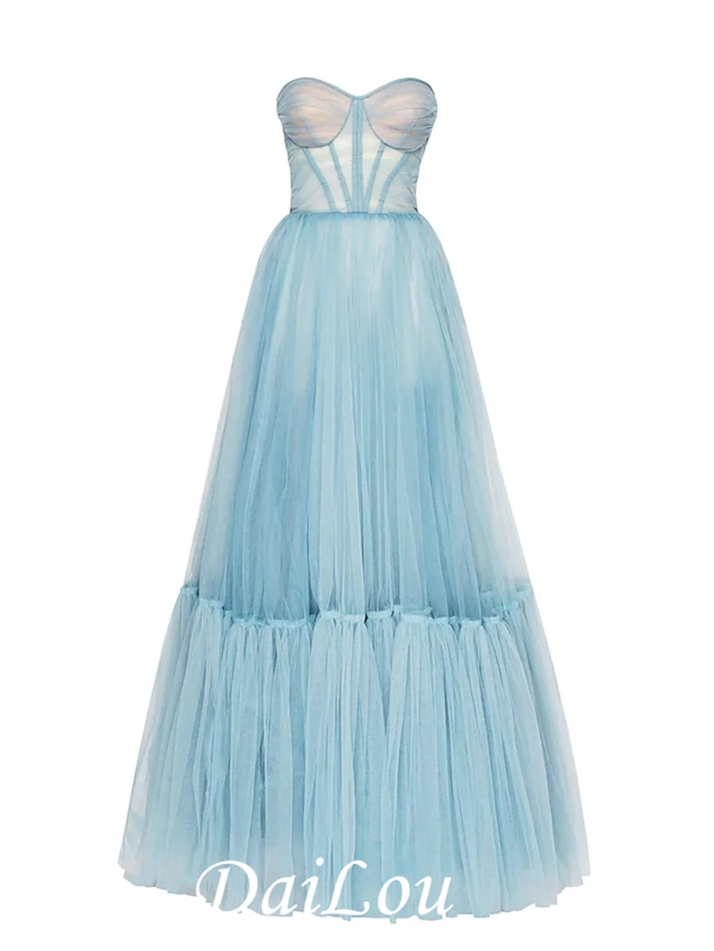 Robe de bal pour invités de mariage, ligne a, épaules dénudées, manches longues, longueur au sol, Tulle avec nœud (s) plissé (s)