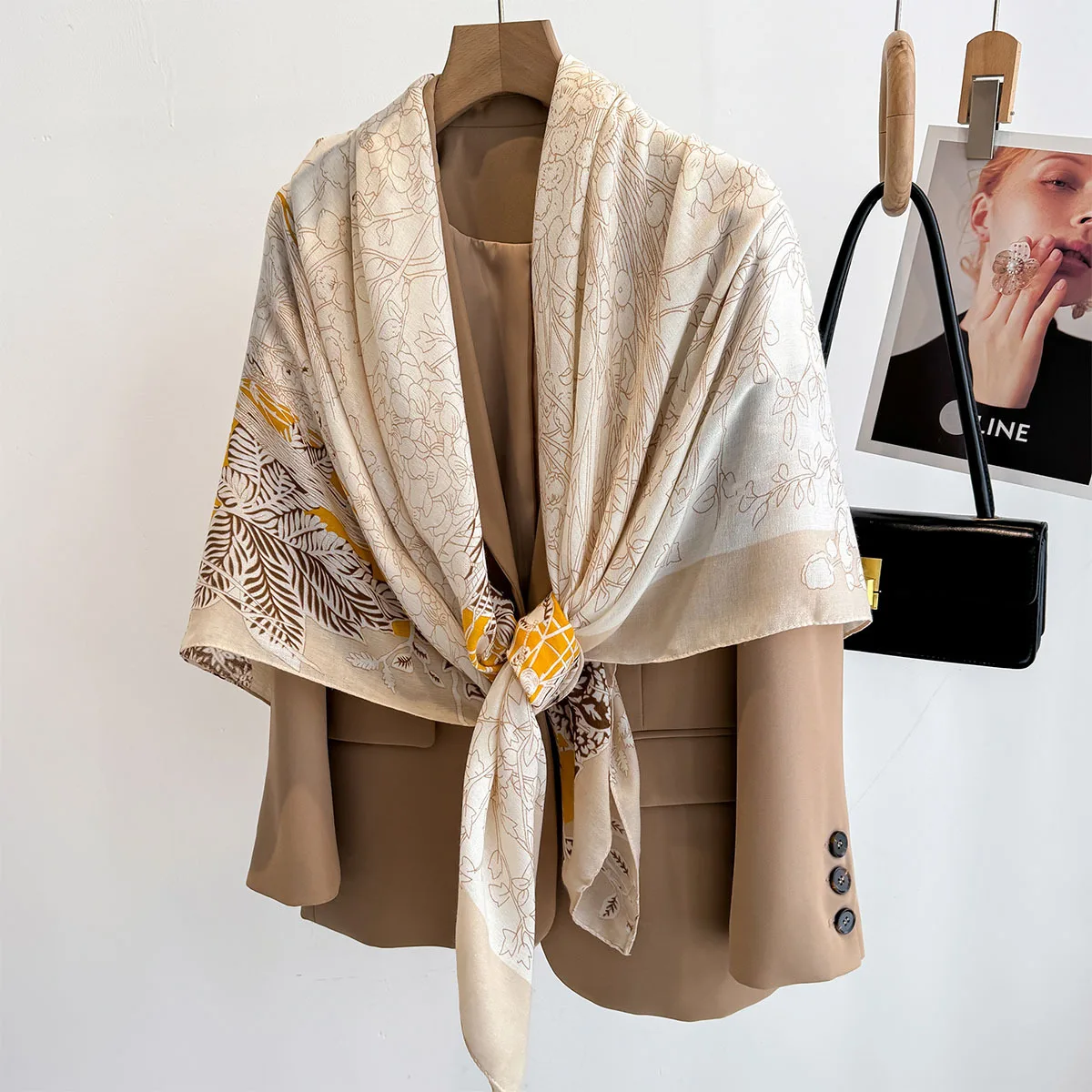 130*130cm Beach Wraps Large Shawl For Women Luxury Floral Printed Square Scarf Breathable Scarves Bandanas Elegant Hijab