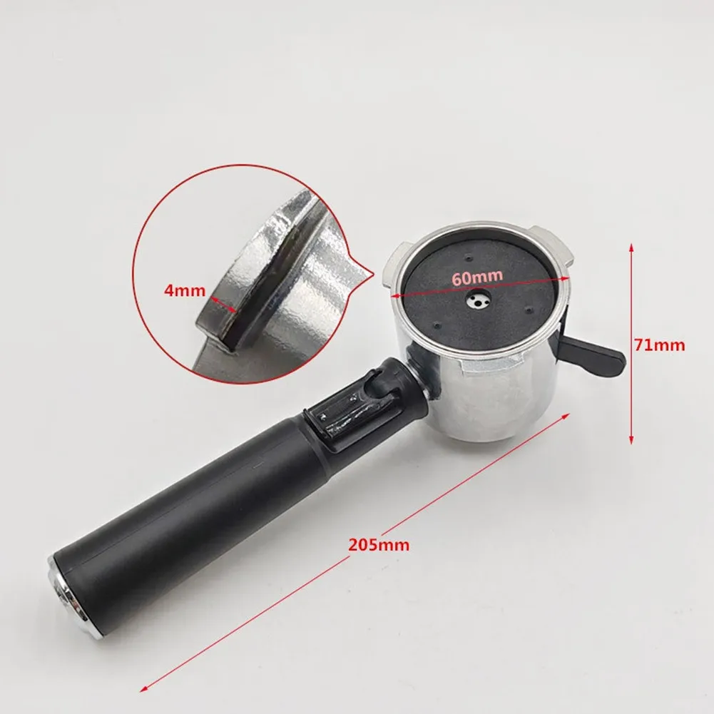 Aluminum Alloy 51mm Portafilter Handle for Espresso - Compact Size Approx 205x71mm with Black and Silver Color Scheme