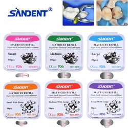 10 unids/caja matrizes de Metal Dental banda/con repisa recambio de matriz contorneada seccional S/M/L 35μm para herramientas Dentsit de repuesto de dientes