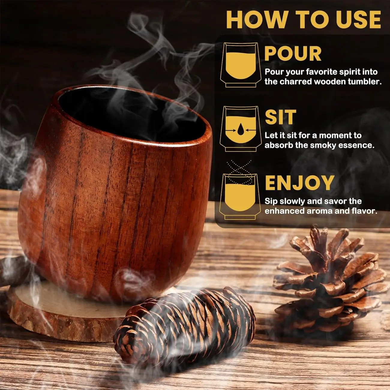 Whiskey wooden wine glass set wooden box ice wine stone  set high-end double  glass gift box set