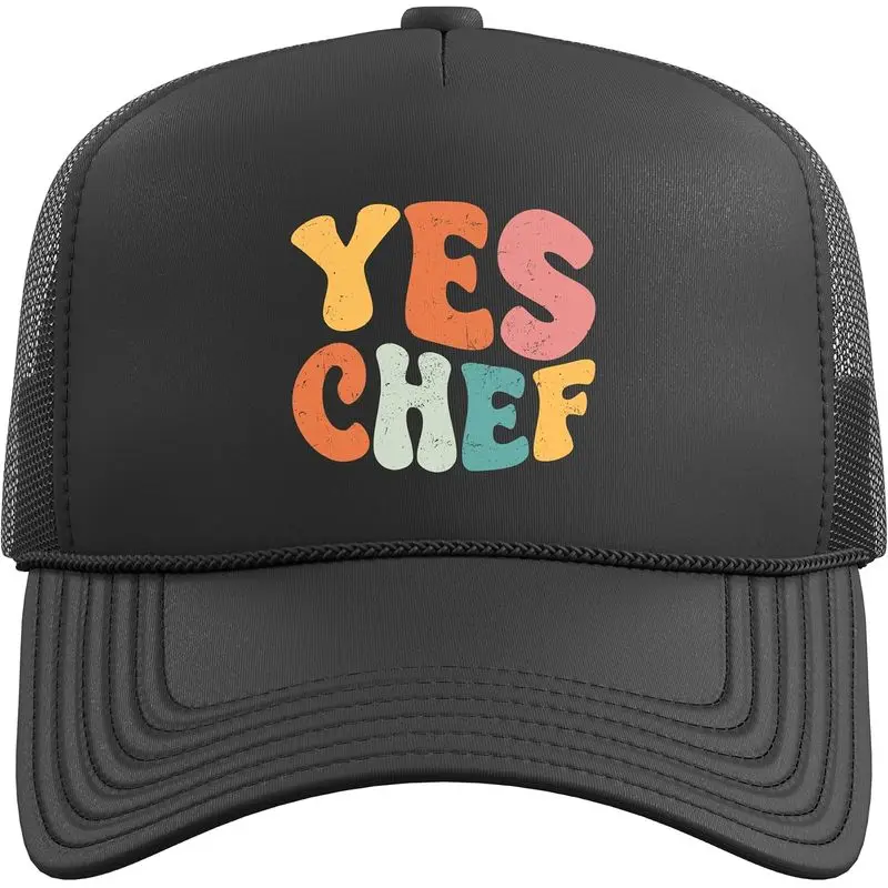 Yes Chef - Funny Saying Slang Restaurant Chef Cook Cooking Trucker Hat With Adjustable Mesh Back