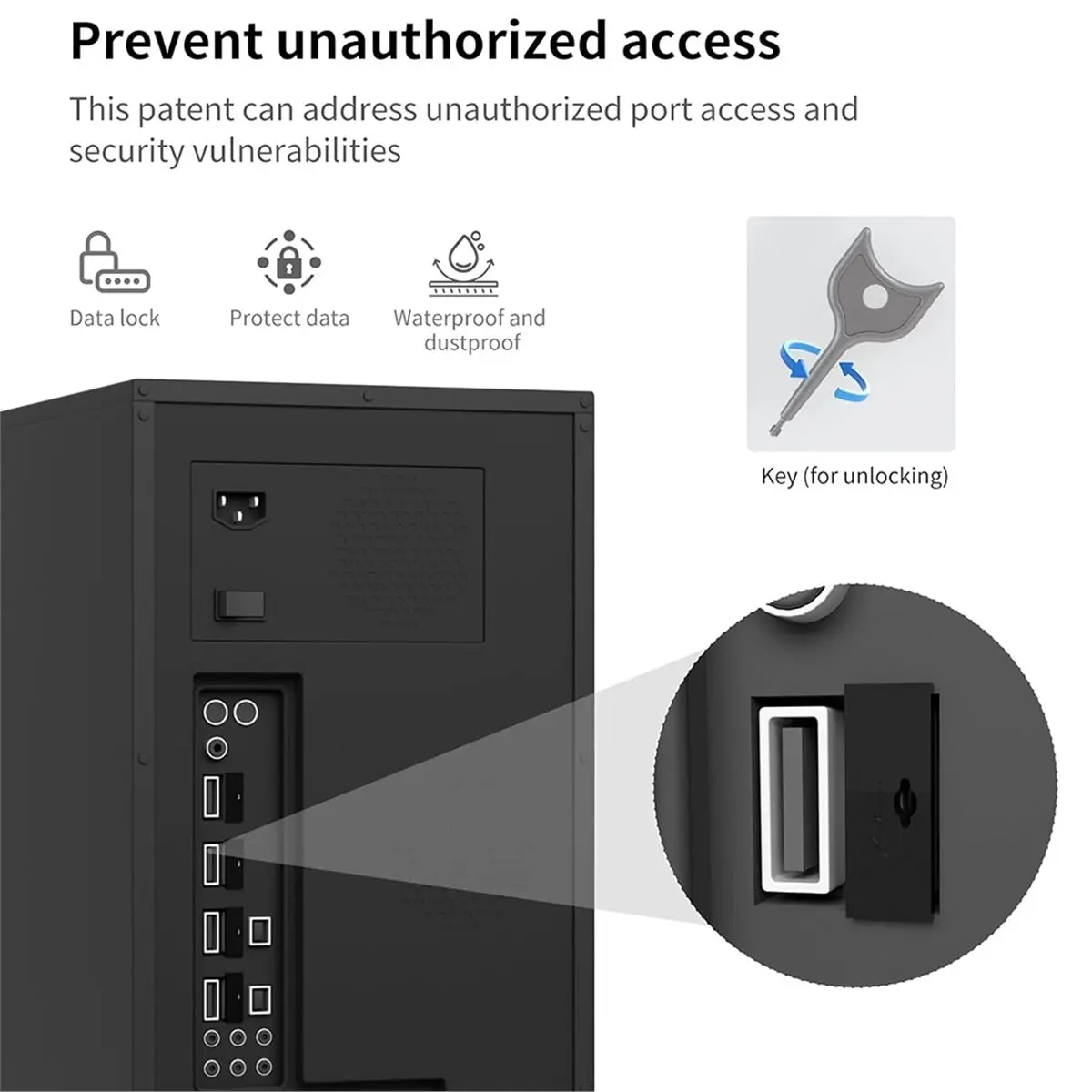 USB-A Metal Port Lock Blocker with 2 Keys - Anti-Theft Data Security & Dust Proof Protector for PC/Laptop 24PCS