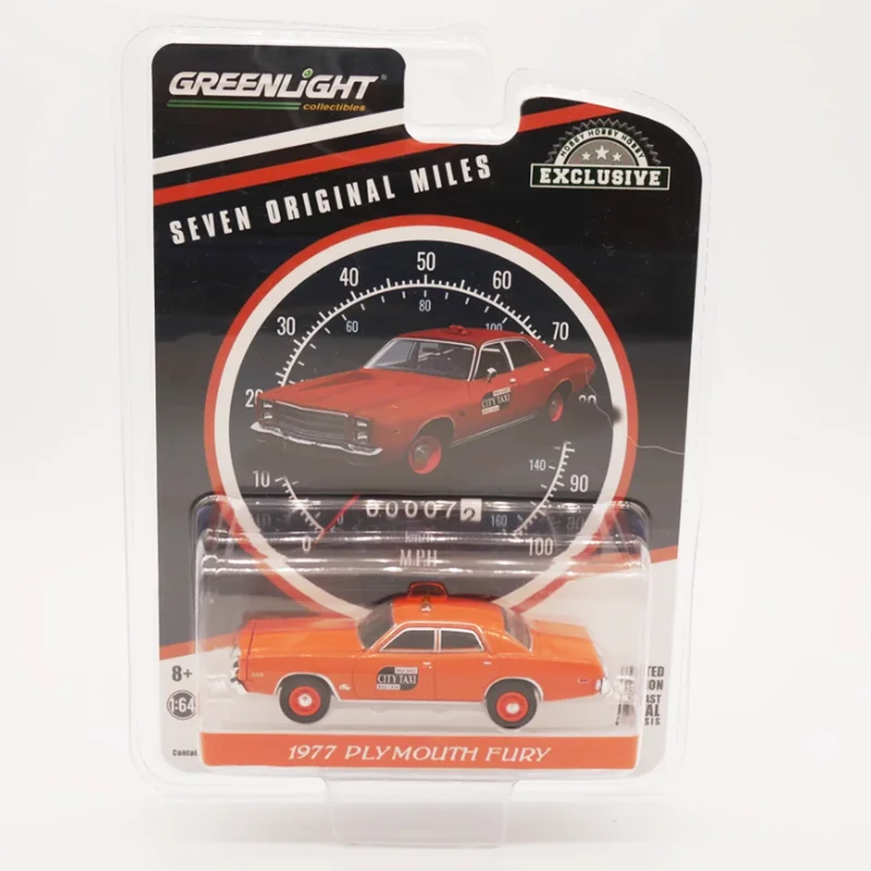 Diecast 1:64 Scale 1977 Plymouth Fury Alloy Taxi Car Model Finished Product Simulation Toy Collection Gift Static Display