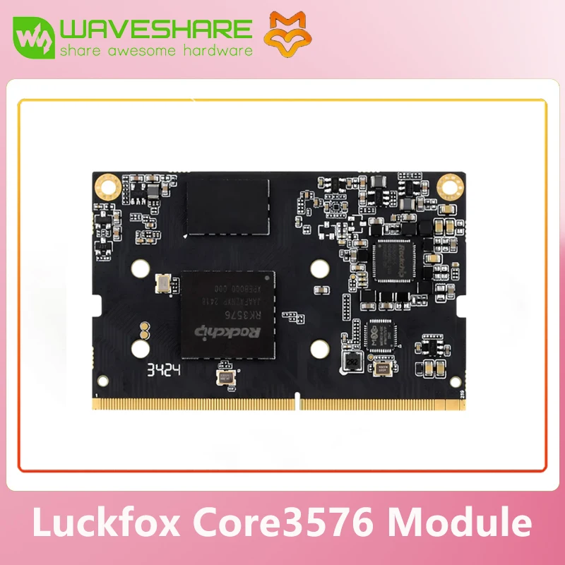 Waveshare Luckfox Core3576 Module, , big.LITTLE Architecture Rockchip RK3576 Octa-Core 2.2GHz Processor, 6 TOPS Computing Power