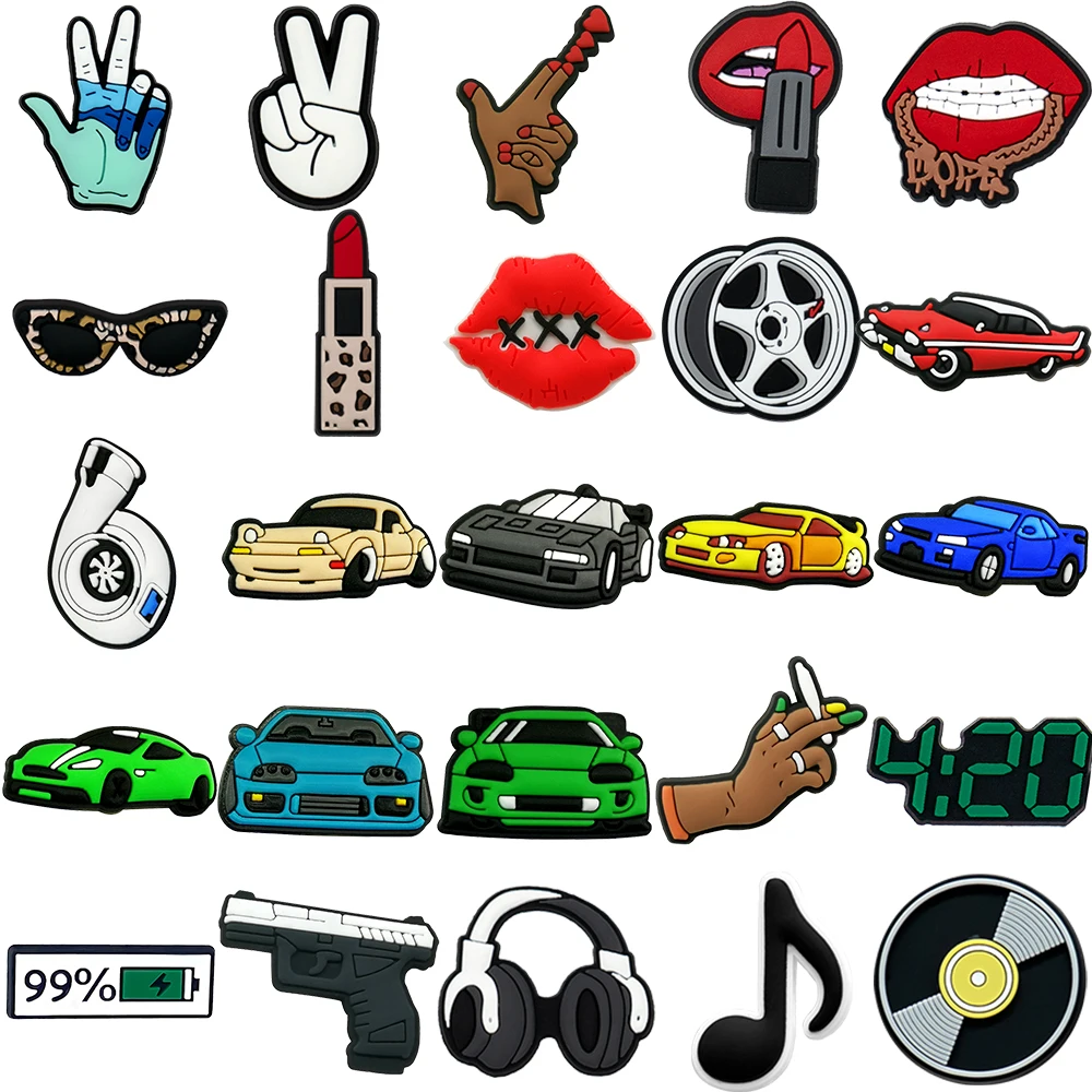 1PCS Car Racing Series Fashion Shoe Charms Accessories Supercar Wheel Clog Buckle for Women Men Sandal Sneaker Decorations Gifts