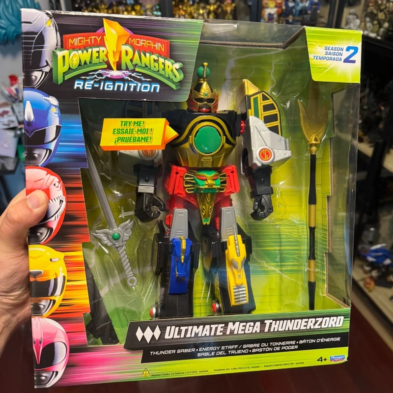 Аниме-фигурки Power Rangers ThunderZord: Меха-модель с звуком и светом, трансформируемый робот, коллекционная игрушка, украшение, подарок