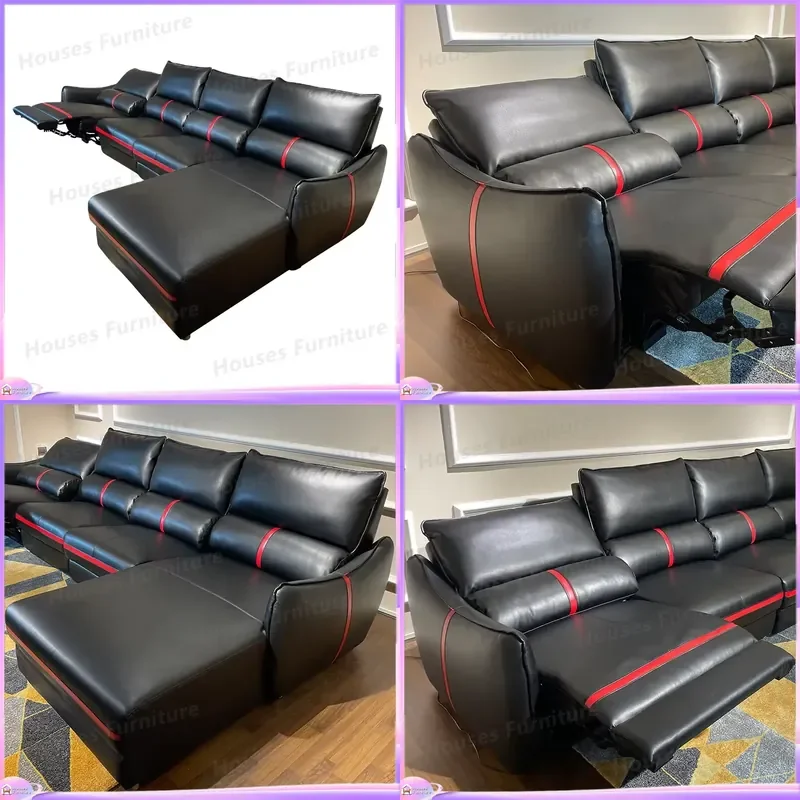 3 Seater Recliner Sofa Modern Leather Functional Couch Living Room Furniture Power Motion Sectional Home Theater