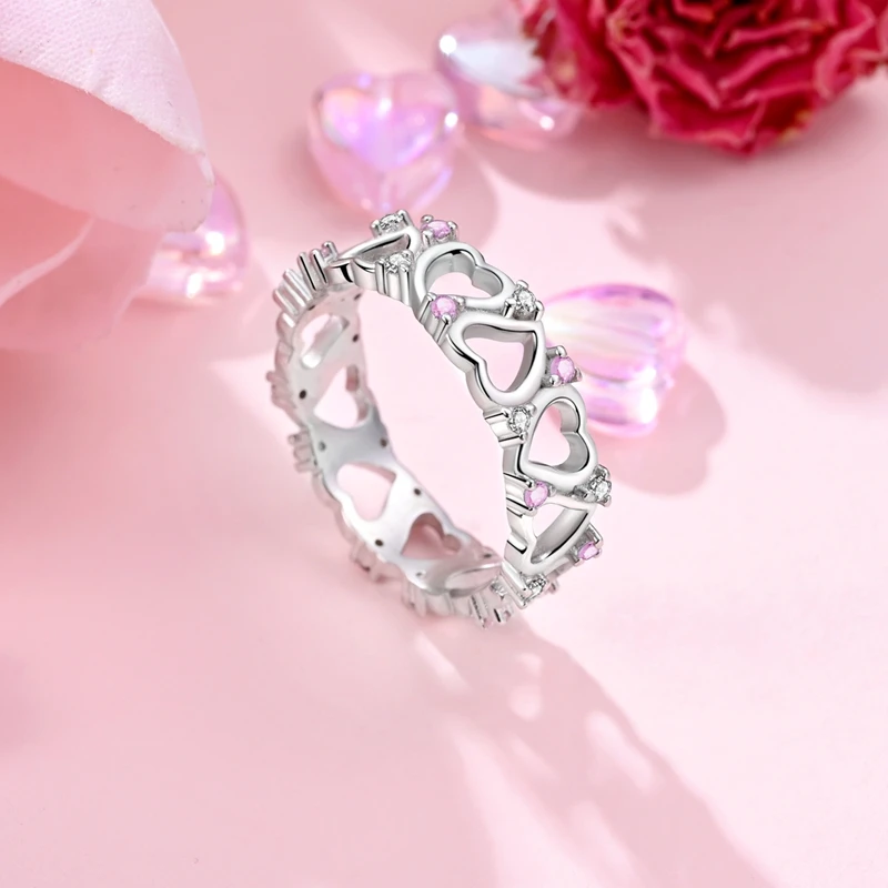 

Original 925 Sterling Silver Sparkling Skeletonized Heart Ring For Women Girls Jewelry Birthday Anniversary Gifts