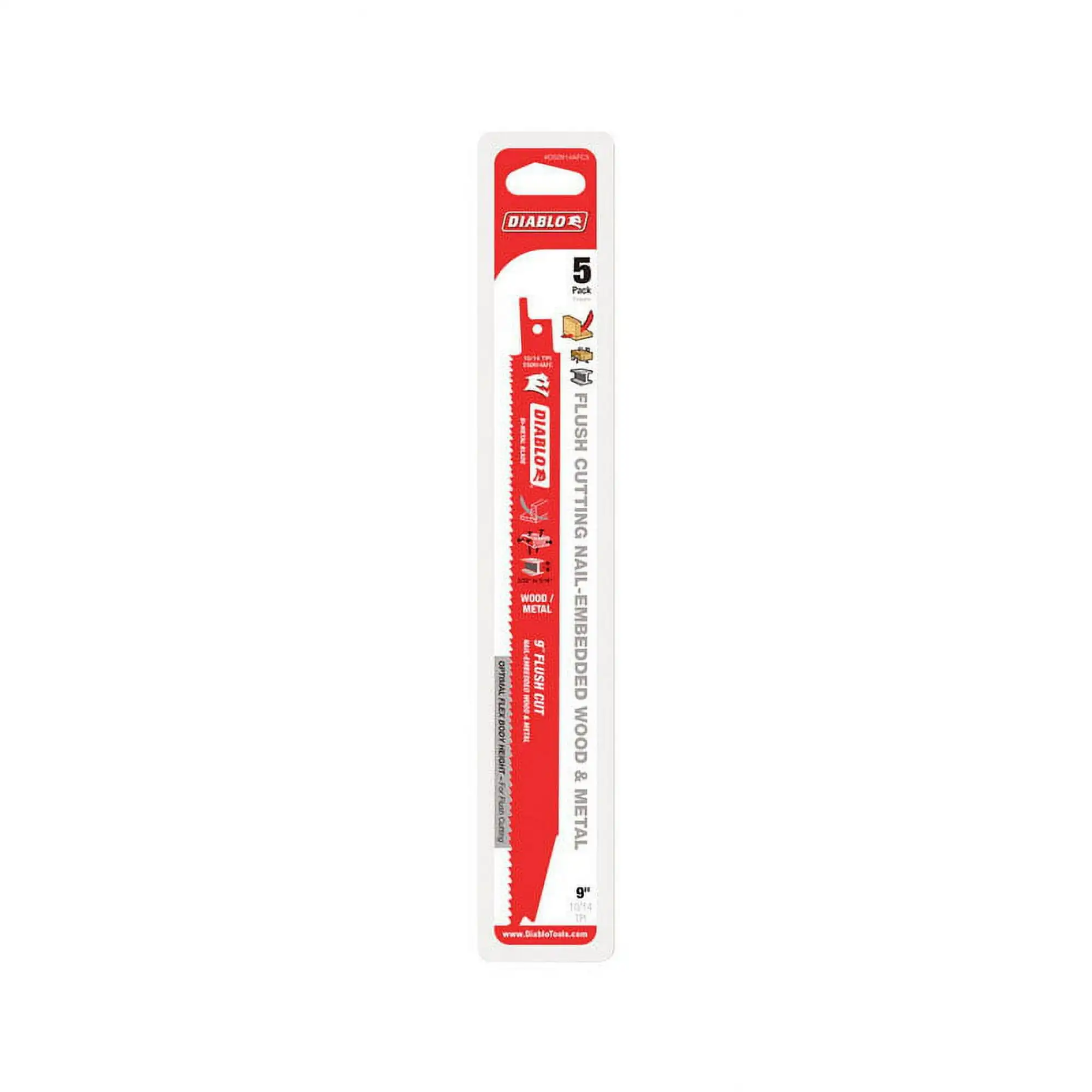 

Diablo 9 in. Bi-Metal Reciprocating Saw Blade 10/14 TPI 5 pk