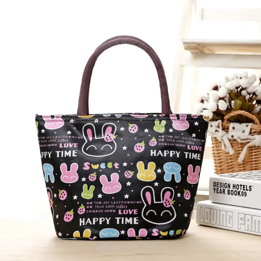 Women's Handbag Bento Bag Bottom Thickened Shaped Lunch Box Bag Handbag Printed Canvas Small Bag Mommy Bag Wholesale