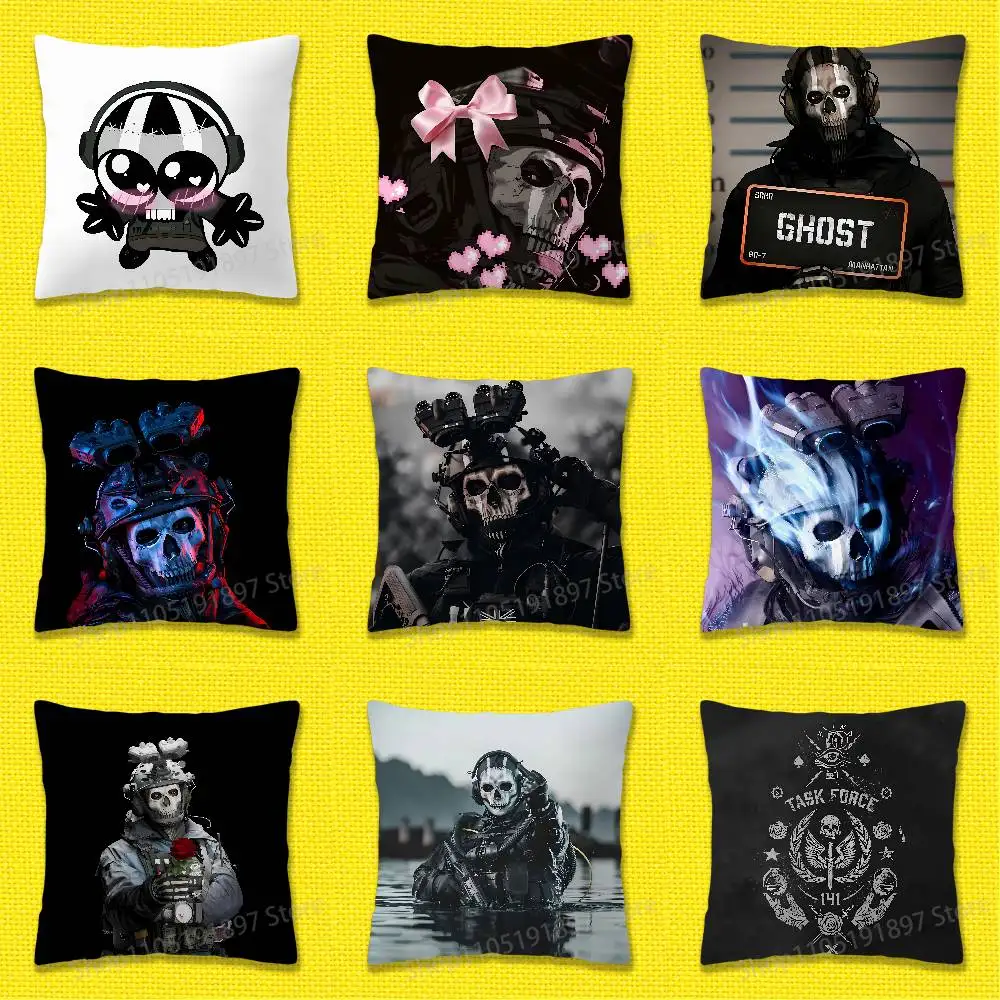 

C-Call of Duty COD Chost Throw Pillow Case For 45x45cm 40x40cm 30x30cm 50x50cm 55x55cm Square Home Pillowcase Case
