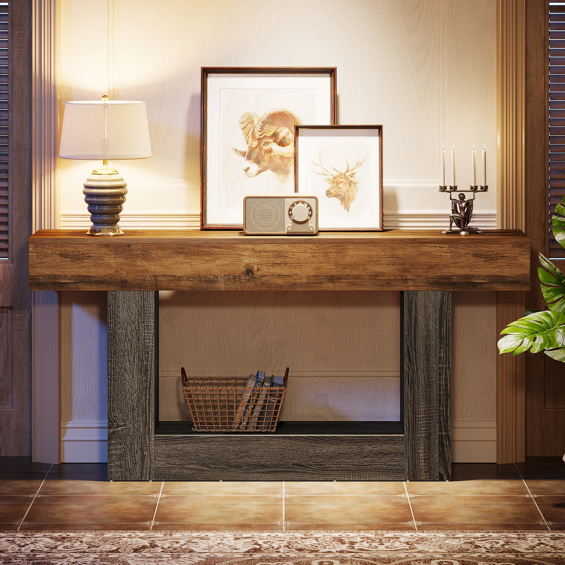#LITTLE TREE 2-Tier Console Table, Farmhouse 63