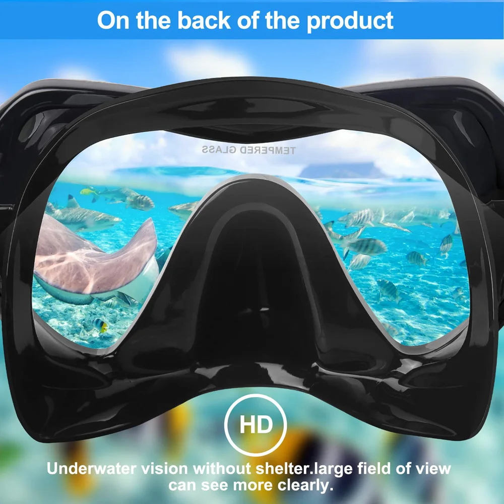 Tauchmaske Schnorchelset für Erwachsene, gehärtetes Glas, professionelle Panorama-Schnorchelausrüstung, Schwimmtraining, Schnorchelset – Detail 4