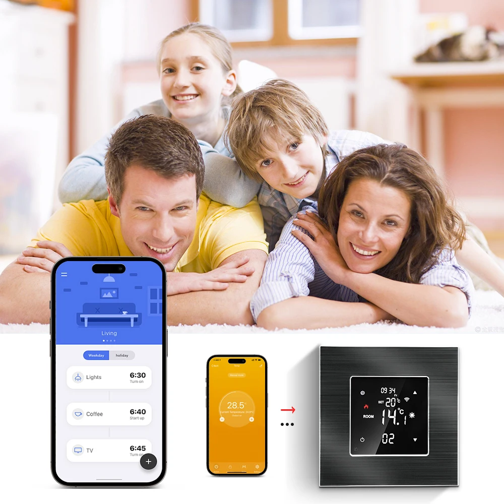 Bingoelec Tuya Smart Wifi Thermostat for Gas Boiler Warm Floor Heating Home Temperature Controller Alexa Google Aluminum frame